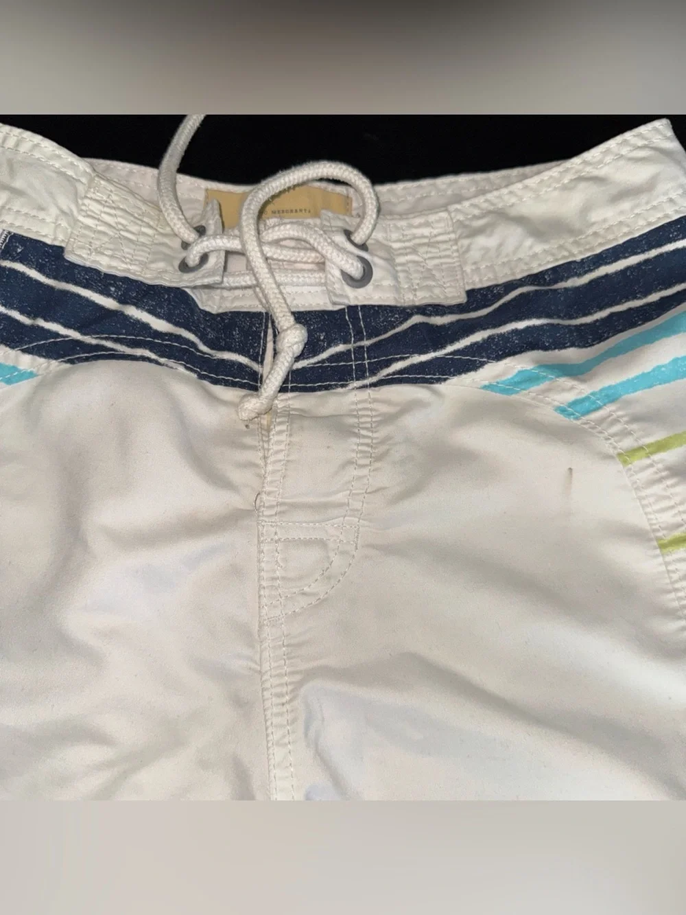 Hollister Surf Board Shorts Small Swim trunks Vintage Retro Beach Skater White
